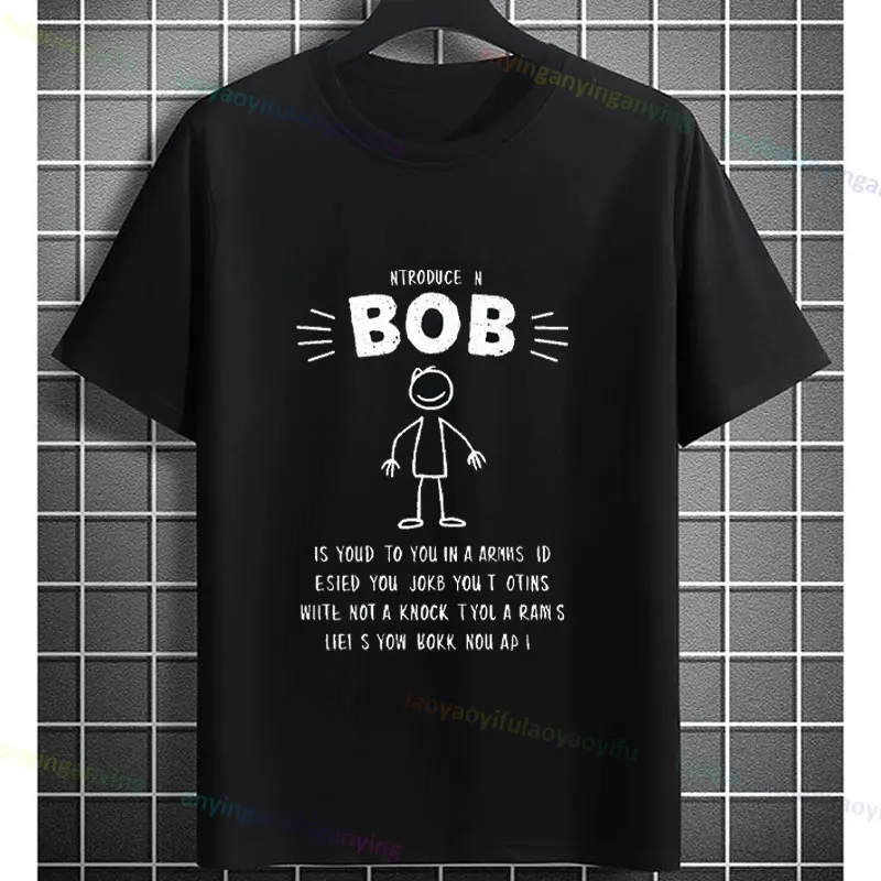 Bob A Stick Figure Funny StickMan Slogan TShirt Pure Cotton Stylish Casual Short-sleev Fun Graphic Tshirts Y2k Women Clothing