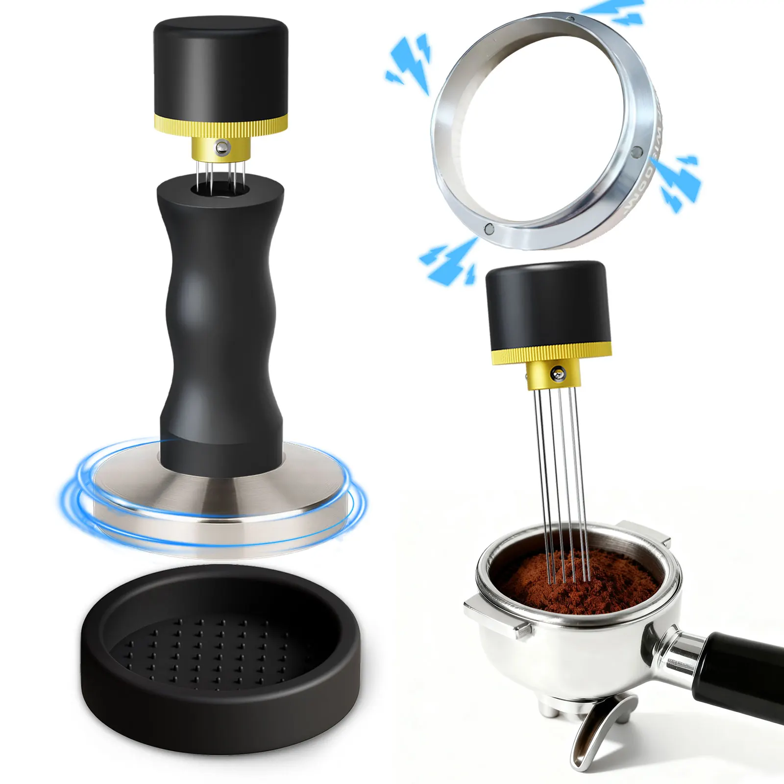 

Espresso Tamper Kit 2 in 1 WDT Tool Coffee Tamper 304 Stainless Steel Needles Barista Accessories Gift for Home Espresso Lovers
