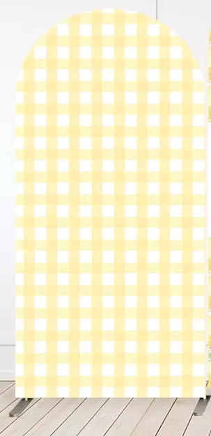 Mehofond Honey Bee Arch Cover Backdrop for Girl Baby Shower Decor Chiara Wall Yellow Pink Checker Birthday Background Photobooth