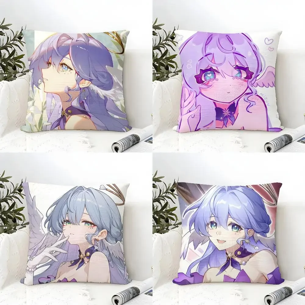 Honkai Star Rail Robin Cushion Cover Eco Linen Pillow Case Double-Sided Print Breathable Durable Zipper Home Decor Gift