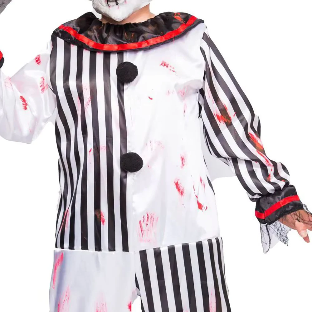 Antakodo Herren-Halloween-Kostüme, Clown-Kostüme, schwarz-weiß gestreift, Bühnenkostüme, Urlaubsparty-Kostüme