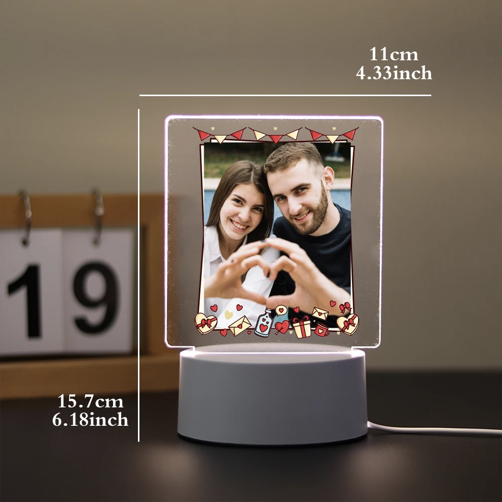 1pc Personalize nice couple Custom Photo Funny 3D Led Acrylic Night Lights Optical Illusion Table Lamp 3d Illusion Light image 5