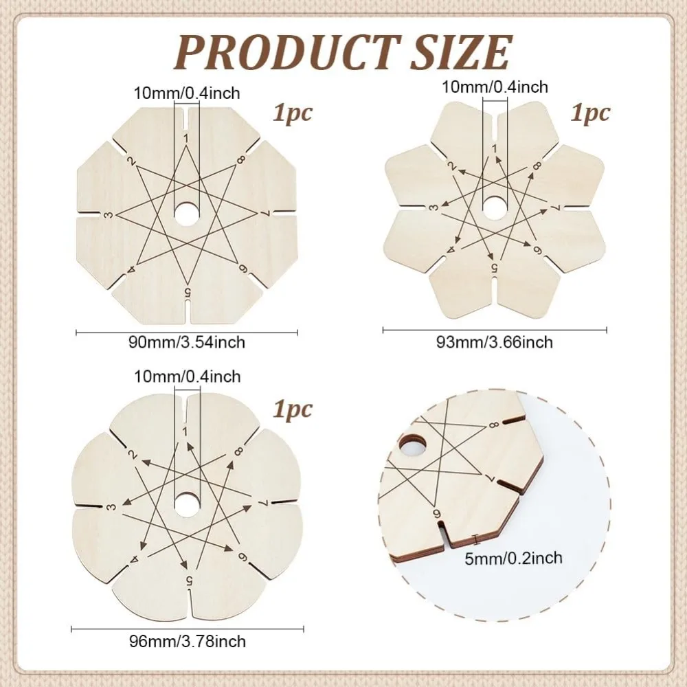 3pcs Bracelet Braiding Disk Flower Shape Kumihimo Disk Wood Bracelet Braiding Plate Beading Cord Disc for Friendship view 2