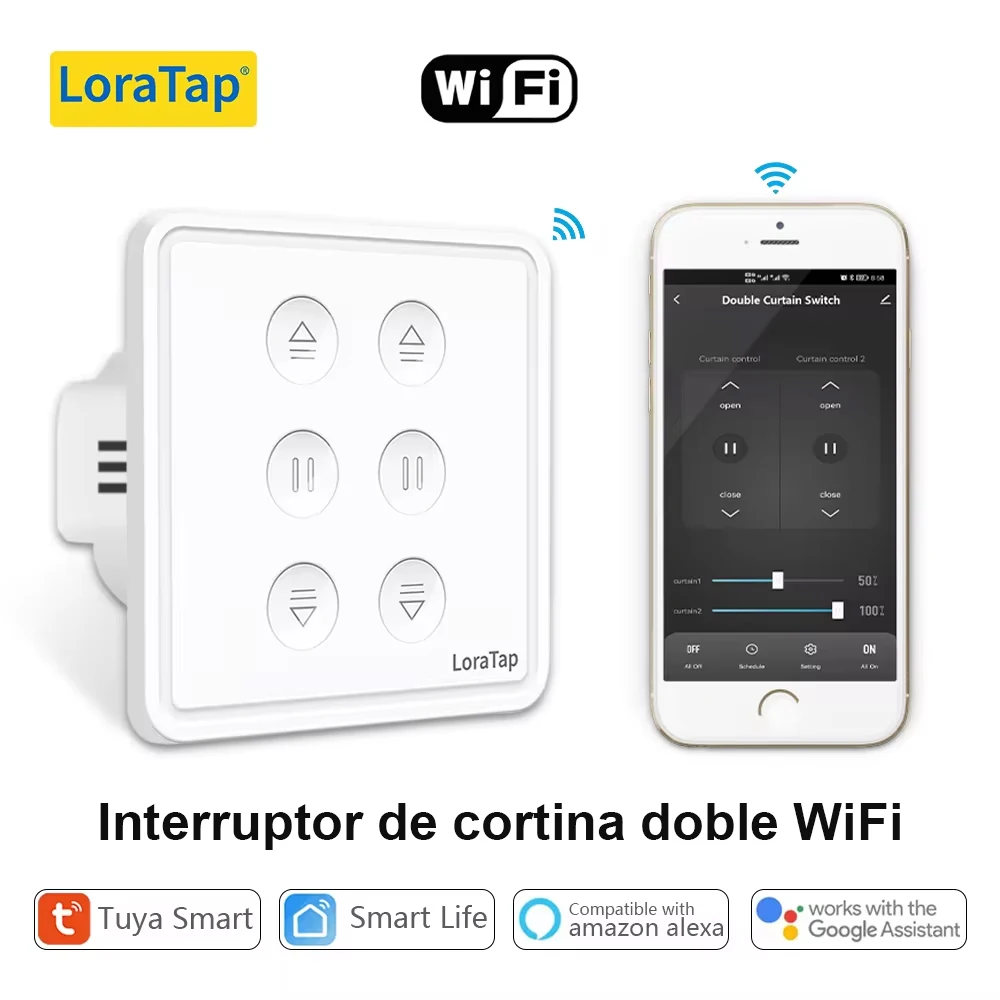 Tuya Smart Life UE WiFi doble cortina interruptor para persiana enrollable motor eléctrico Google Home Alexa Echo Control de voz DIY