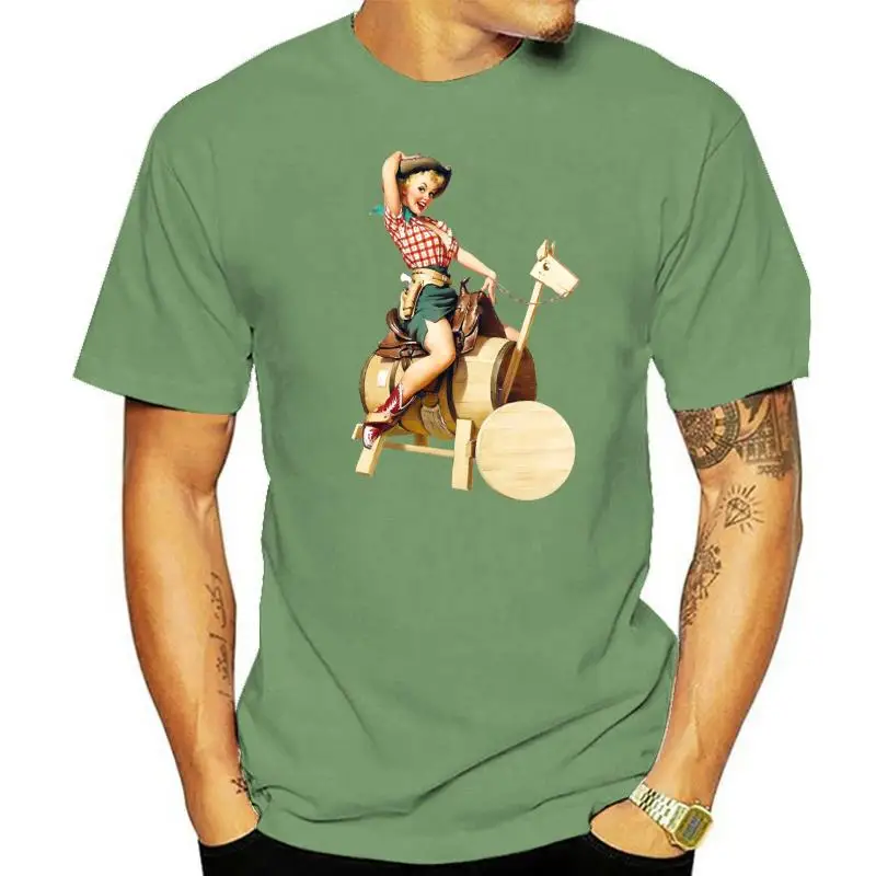 Rodeo Pin - Up Girl H Tshirt Mens T-shirt Casual Plus Size T-shirts Hip Hop Style Tops Tee S-2xl