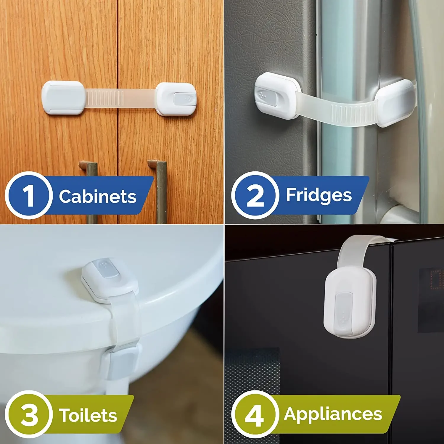 Factory Supply Child Safety Latches 6 Pack Cabinet Locks Baby Proofing Strap Lock Fridge Lock