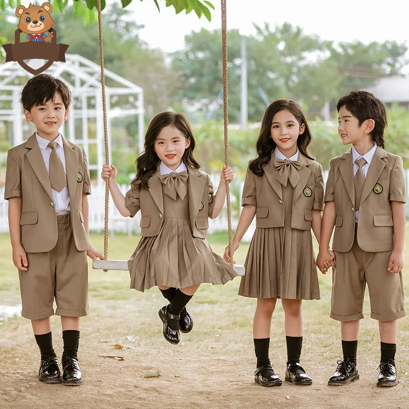 Children School Uniform Shirts Coat Dress Shorts Collar Suit Kids Baby Girl Boy Korean Cotton Teenager Japanese Clothes Outfit