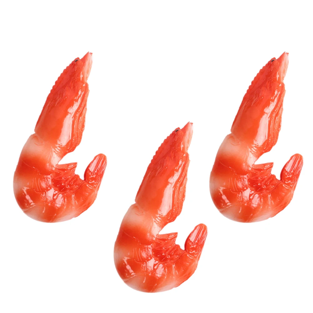 

3pcs Vivid Shrimp Crafts Realistic Decoration Props For Restaurant Film Educational Plaything Pvc Marine Animal Gift For Family