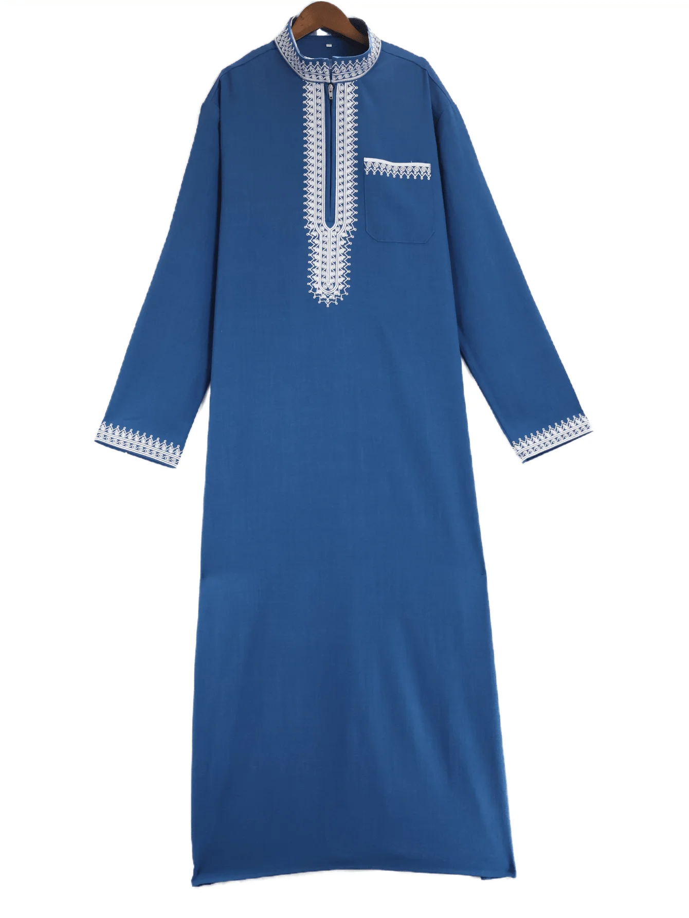 Túnica masculina muçulmana marroquina de mangas compridas com capuz bordado, design islâmico, robe masculino solto, Jelleba, roupa tradicional para festas.