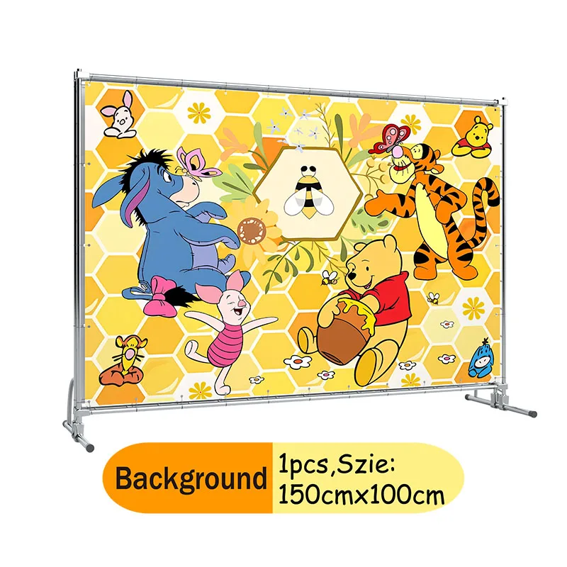 Winnie the Pooh Children's Birthday Background Cloth Girl Birthday Party Photography Props Baby Shower Decoration background