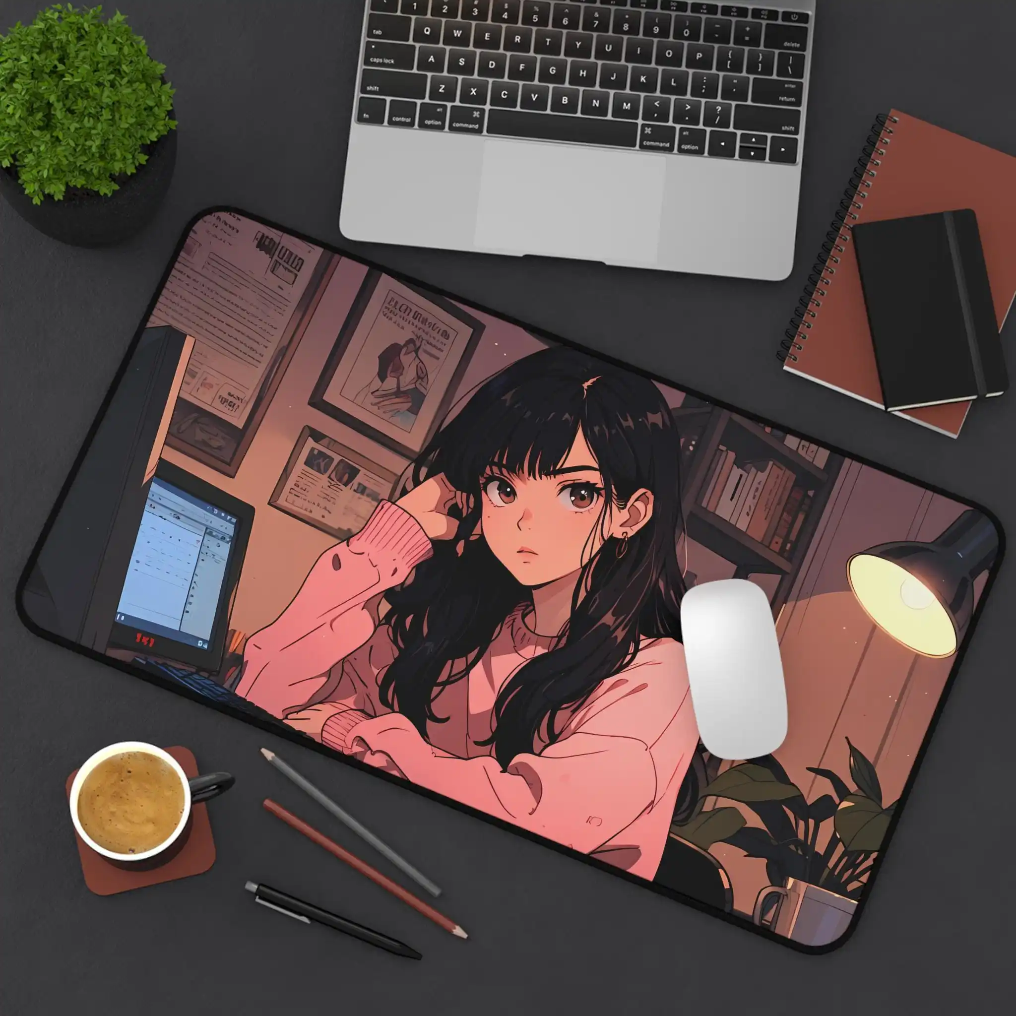 Anime Girl-themed Deskmat, Cute Kawaii Desktop Decoration, Artistic Style Desk Pads, Perfect Gift for Friends Kawaii Desk Pad