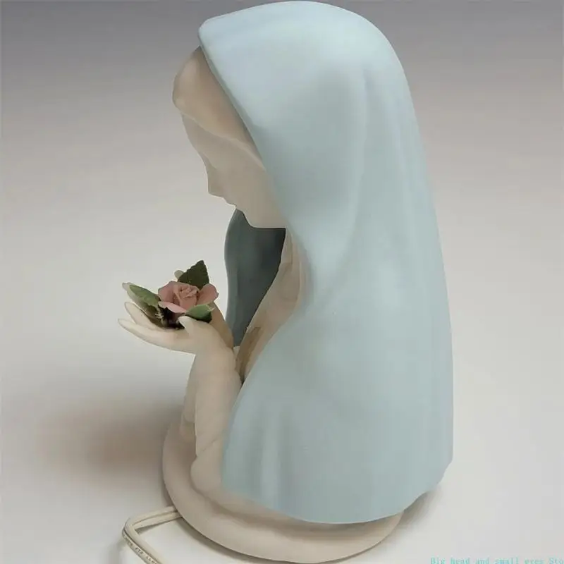 581C Virgins Marys Prayer Night LightsElegant Religious Statue Lamp LED Devotional Table Lamp Catholic Home Decors for Bedroom
