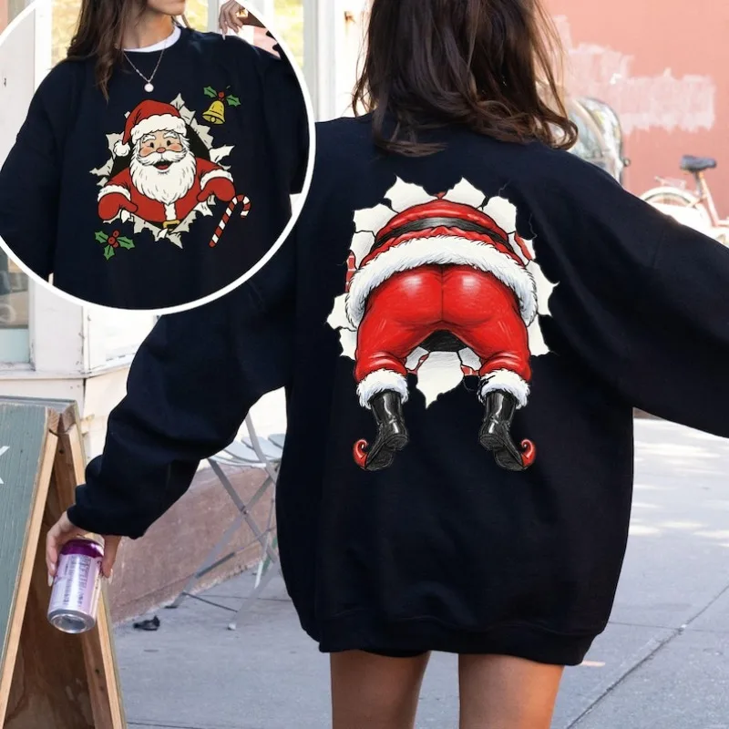 Santa Claus Weihnachten Sweatshirt Weihnachten Humor Urlaub Top Pullover Anime Hoodie Y2k Kleidung Streetwear Frauen Ropa De Mujer