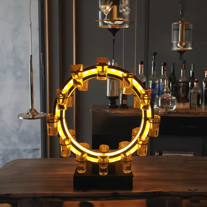 Nightclub Bar Lighting Baijiu Whiskey Bottle Holder 24 Slotted Beverage Bucket Ice Bucket Charging Light Emitting Diode