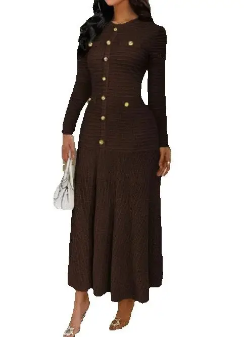 

Women Fashion Dresses Temperament Commuting Autumn & Winter Elegant Style Short Sleeve Solid Long Dress for Women's Clothing