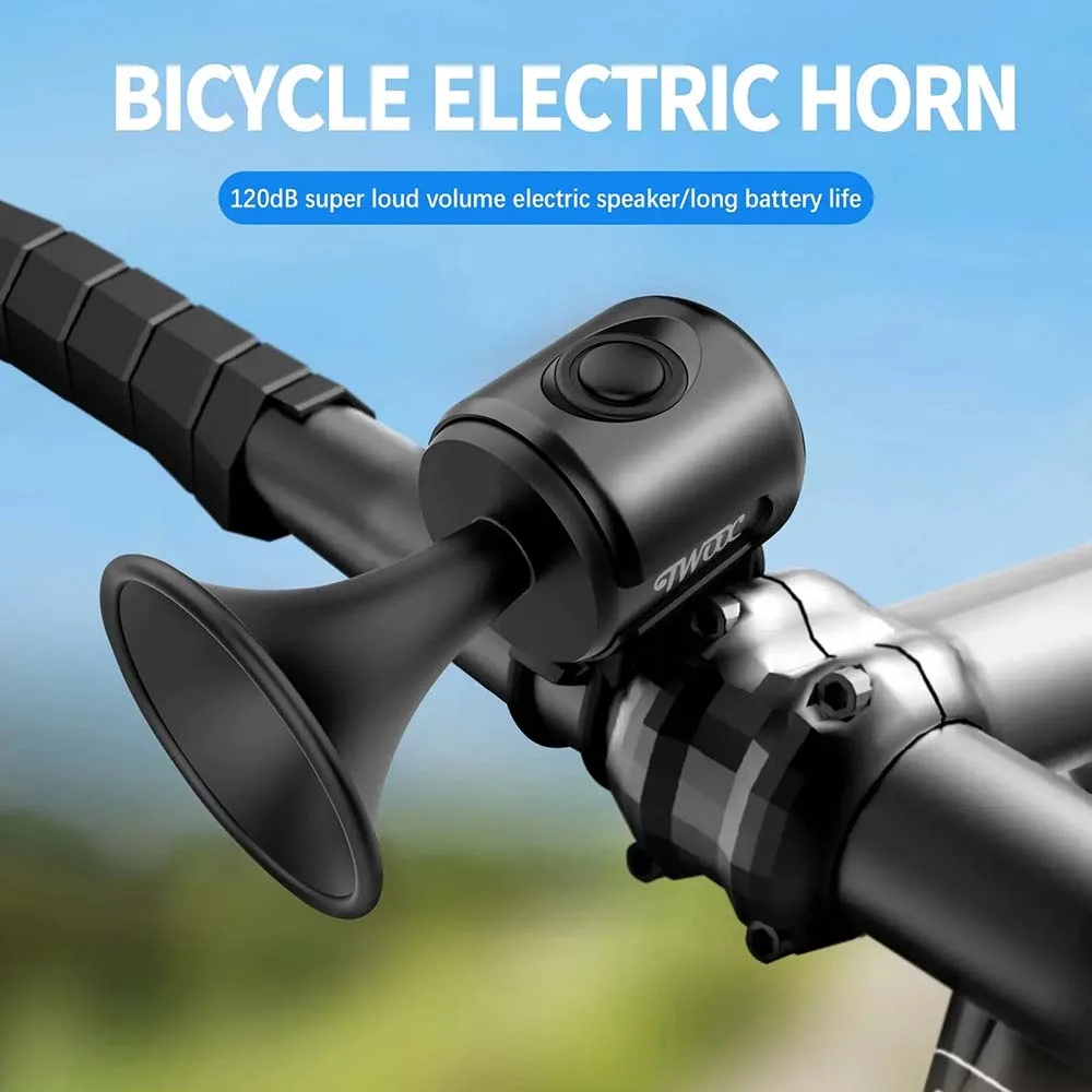 TWOOC Bicycle Electronic Horn Loud Warning Sound CR2032 Battery 120dB IPX4 Waterproof Suitable for Road and Mountain Bike