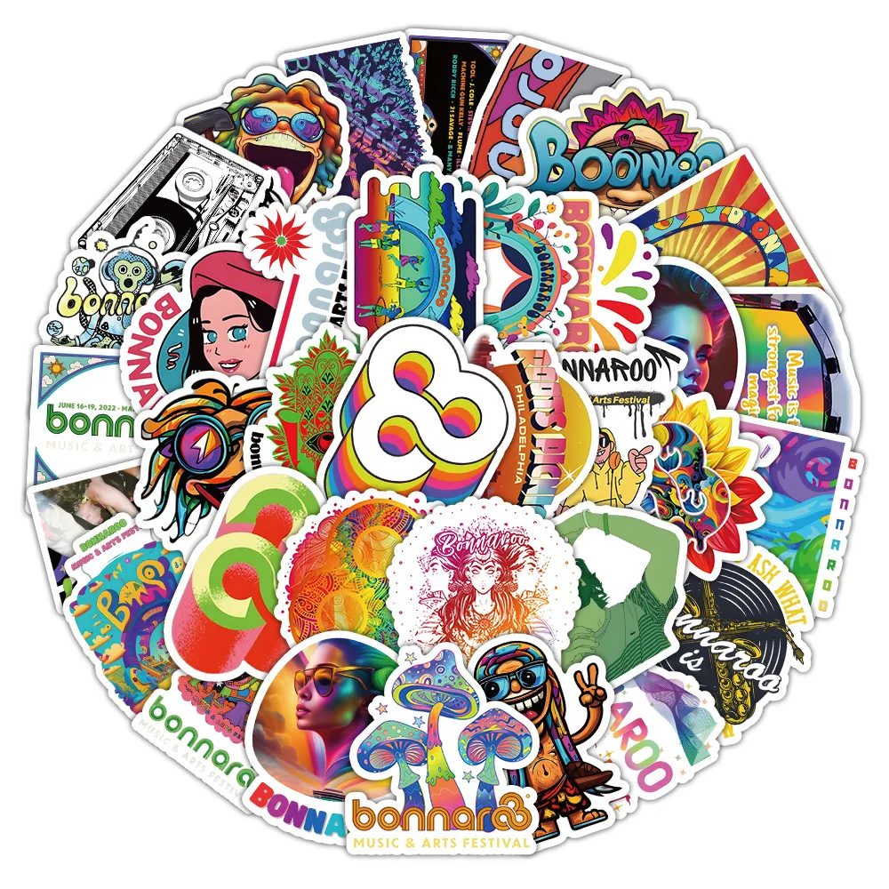 

10/30/53PCS Bonnaroo Music and Arts Festival Stickers Cool Graffiti Decorative Skateboard Motorcycle Luggage Waterproof Stickers