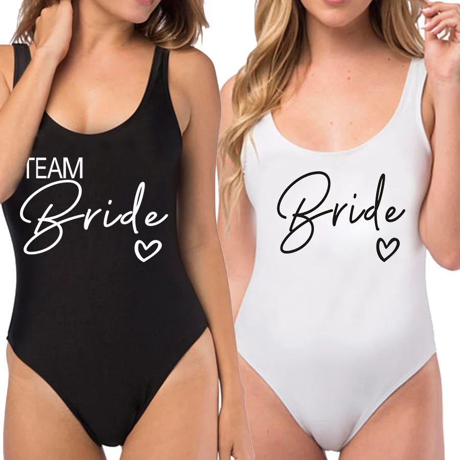 Bulk Bride Swimsuit Women 2023 New Team Bride One-Piece Swimwear For Bachelor Party Hen Party Bathing Suits Whosale Link