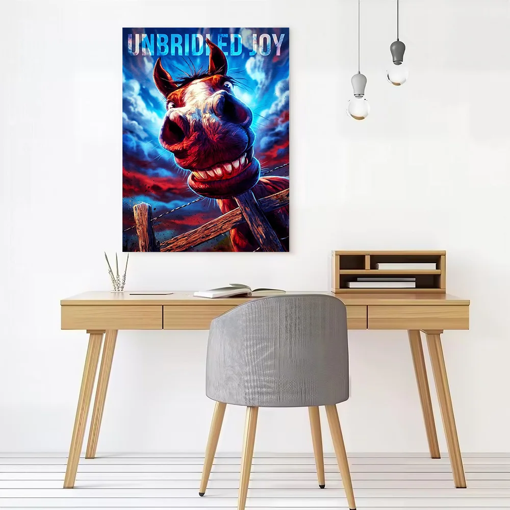 Unbridled Joy Horse Canvas Poster Customizable Printed Canvas Painting Wall Art for Fans Modern Living Room Pictures Wand Deko