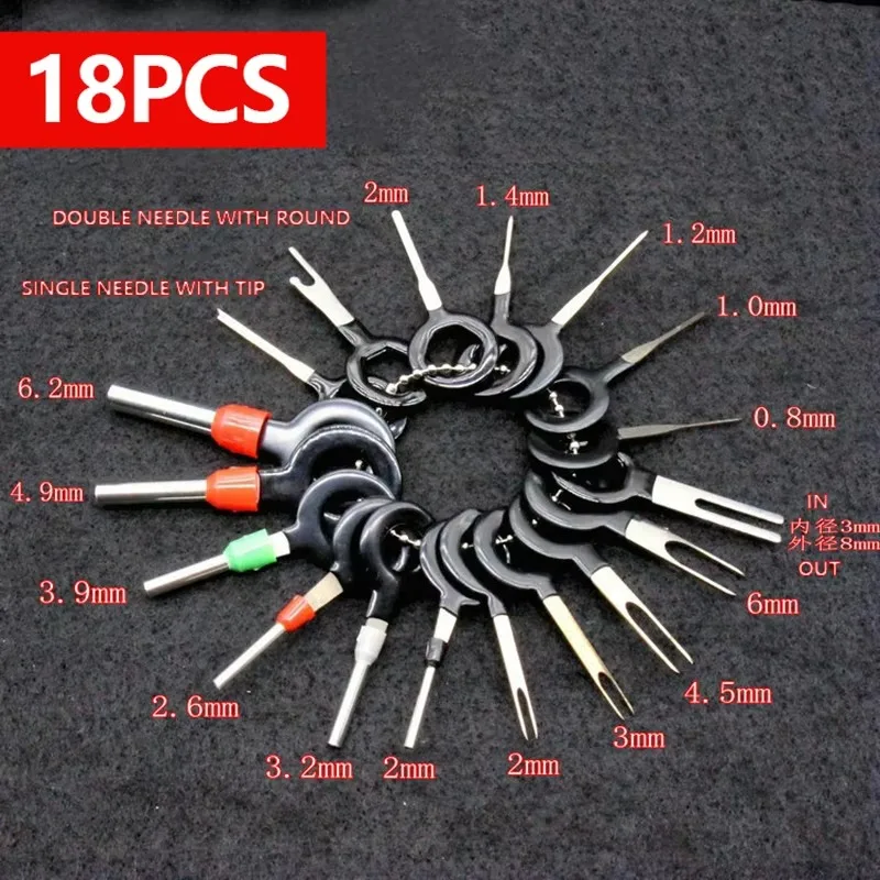 

18Pcs Automotive Plug Terminal Remove Tool Set Key Pin Car Electrical Wire Crimp Connector Extractor Kit Accessories