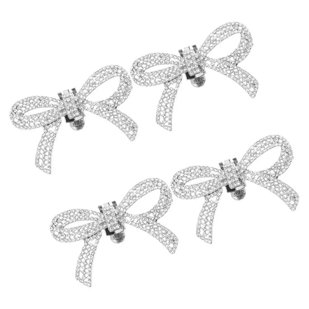

2 Pairs Rhinestone Shoe Clips Decorative Buckles Bride Wedding Party Crystal Flower Charms Detachable Bows High Heels Sandals