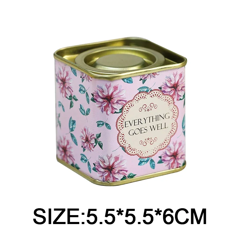 Sealed Storage Box Square Teaware Tea Leaf Can Jar Tin Iron Candy Can Vintage Jewely Box Kitchen Coffee Sugar Container