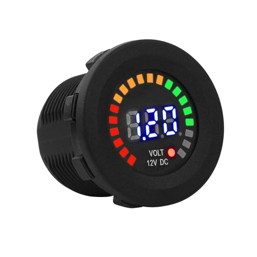 

ABILKEEN Colorful LED Display Voltmeter DC12V Digital Display Voltmeter with LED Illuminate Car Mount Voltmeter