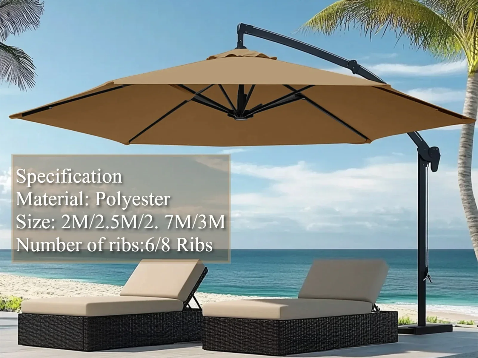 Patio Umbrella Replacement Cloth 6/8 Ribs Waterproof Garden Backyard Pool  Cantilever Sunshade Top Cover For Outdoor Table Canoy - AliExpress 1503