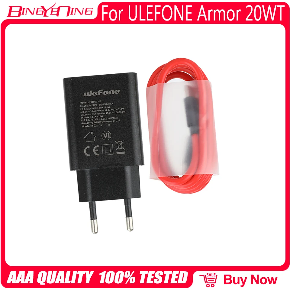 New USB Power Adapter Charger EU Plug Travel Type-C Cable Data Line Charging Cable For Ulefone Armor