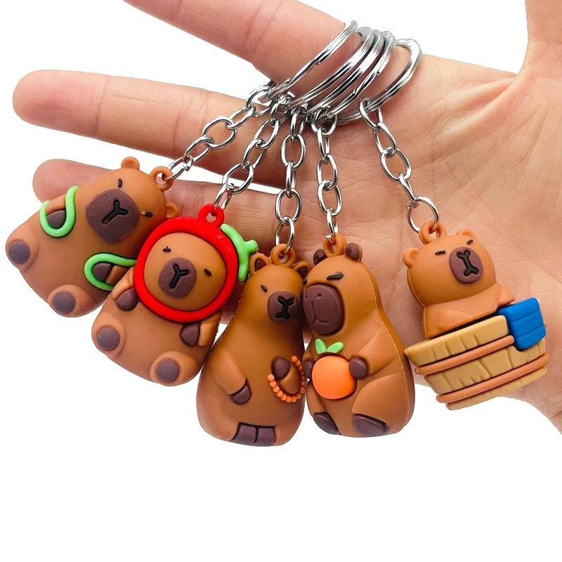 Cute Capybara Keychain Holiday Gifts Car Keys Anime Accessories Creative Bag Pendant Kawaii Car Keys Keyrings Car Interior