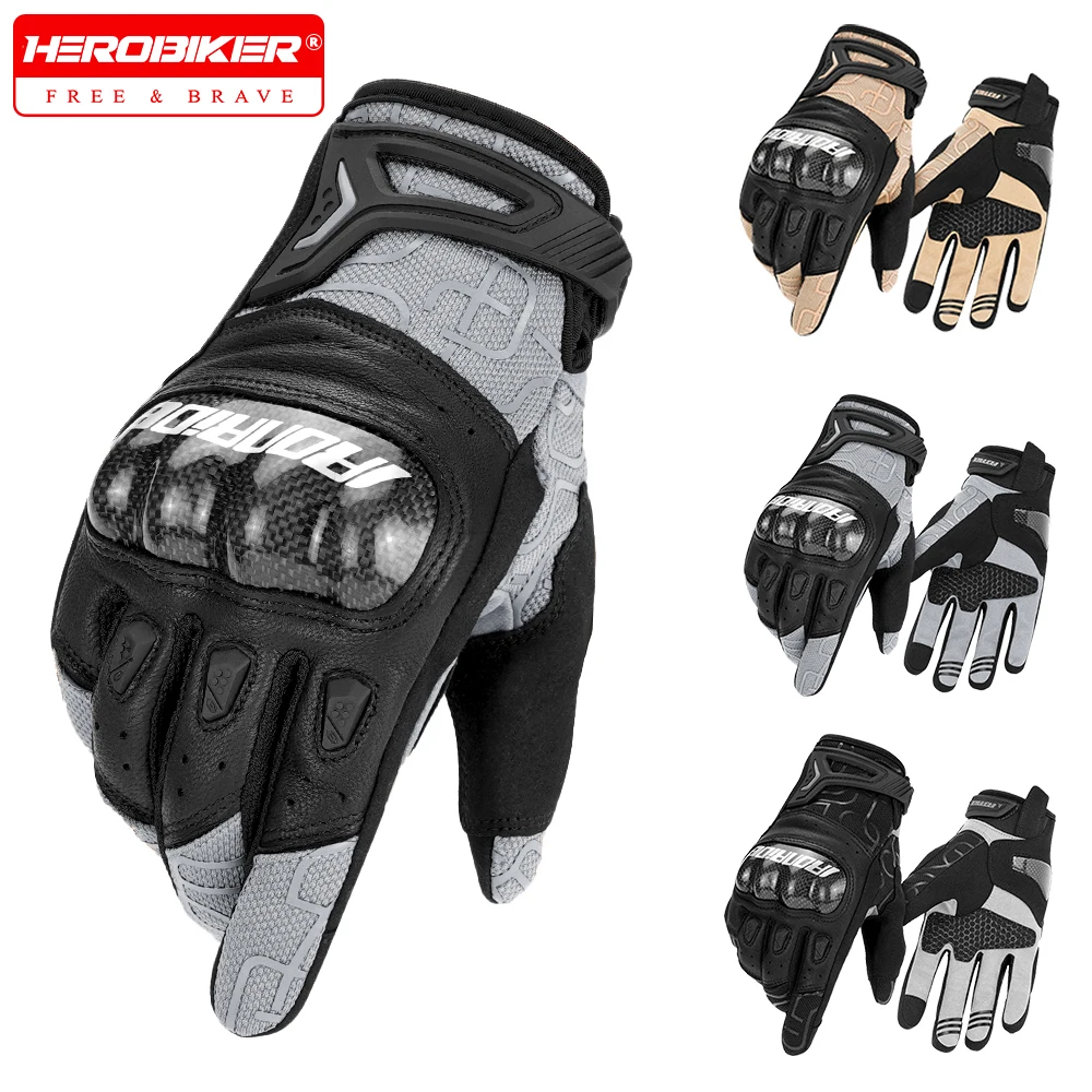 

Waterproof Motorcycle Gloves Leather Touch Screen Moto Full Finger Glove Protective Anti-fall Carbon Fibre Non-slip Riding Glove