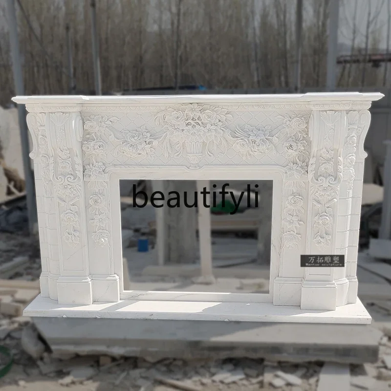 ssK178 Marble fireplace European French carved villa living room decorative cabinet American marble stone sculpture fireplace