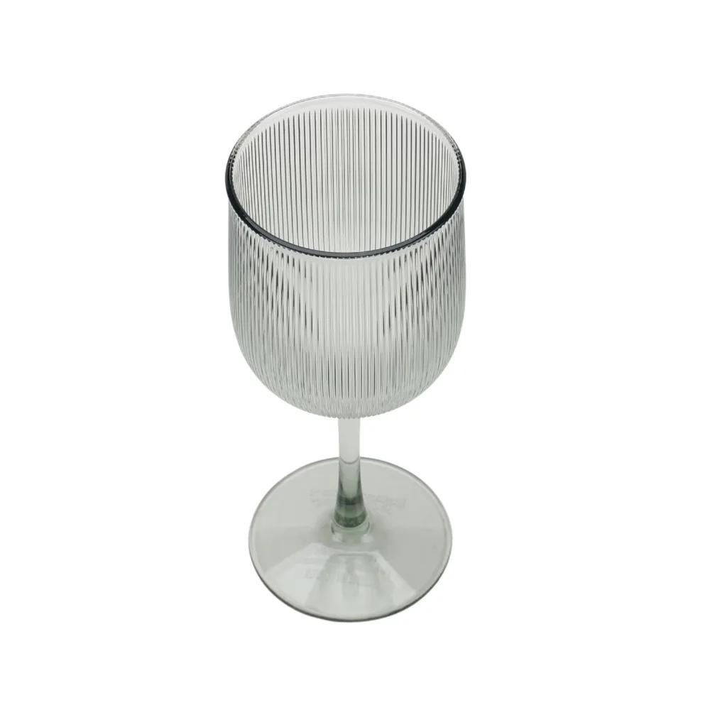 Ribbed Tritan Wine Glasses Set of 4 Unbreakable BPA Free Green Goblets Modern Cups for Kitchen Dining Bar Party Dishwasher Safe view 4
