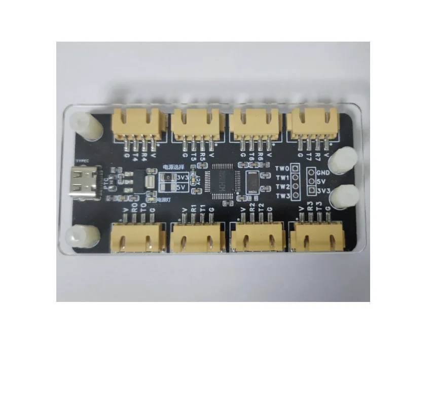 وحدة المنفذ التسلسلي TTL USB إلى 8 قنوات CH348 لوحة توسيع UART متعددة القنوات TypeC إلى محور TTL