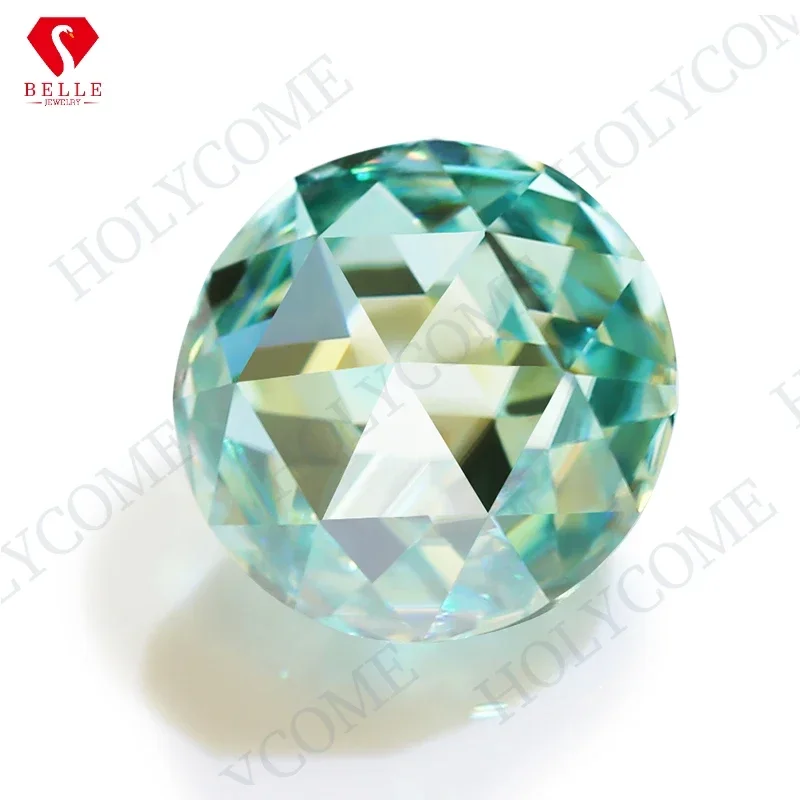 

Moissanite Stone Best Aqua Blue Color Double Sides Rose Cut VVS1 GRA Certificated Round Moissanite Diamond Holycome Beads