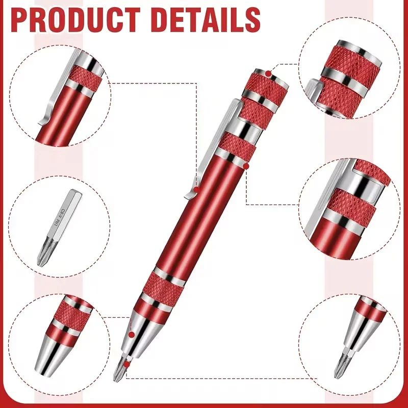 8-in-1 Aluminum Alloy Screwdriver Pen - Changeable Bits For Easy Repairs & Disassembly