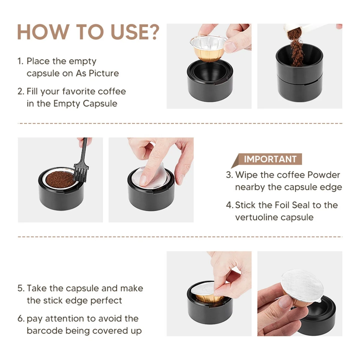 

Coffee capsule accessories Reusable for Coffee Capsule Shell Powder Filling Set Filling Spoon,A