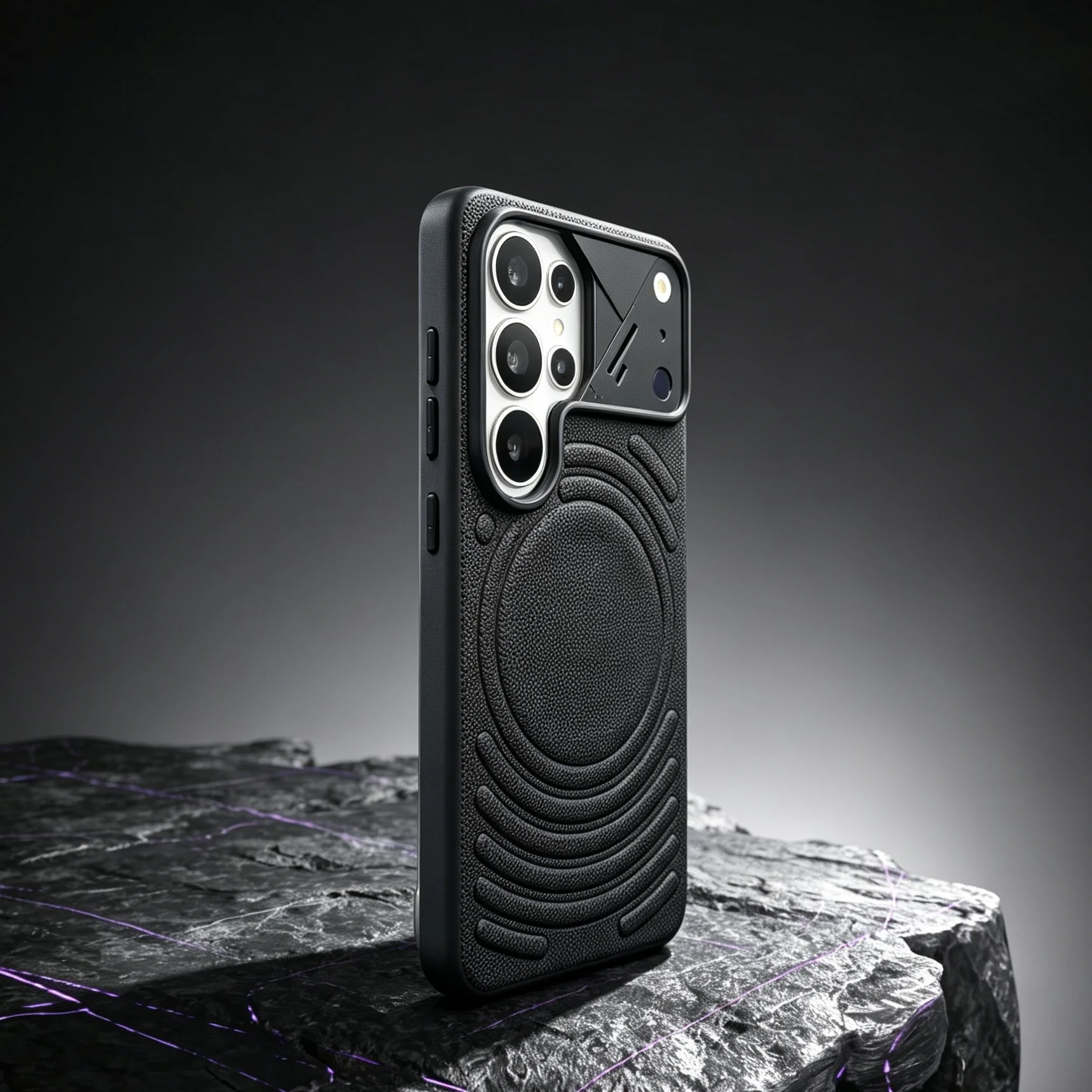 Ripple Texture Leather Phone Case For Samsung Galaxy S24 S25 S26 Ultra Magntic Phone Cover Wireless Charging Luxury Cortex Shell