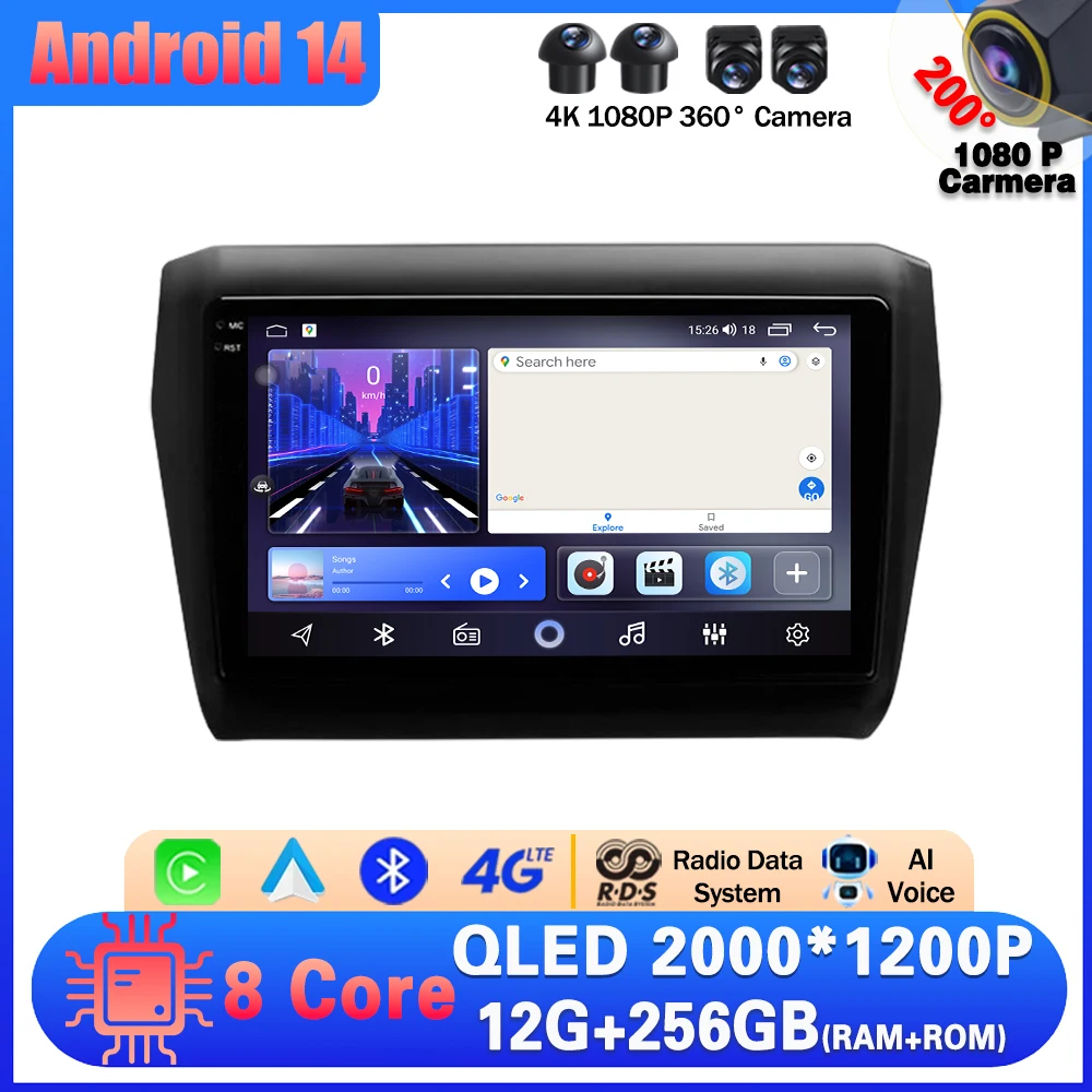 Android 14 Auto motive For Suzuki Swift 2016 - 2020 android Auto Carplay Car Stereo Multimedia Player Head Unit 2 Din Audio