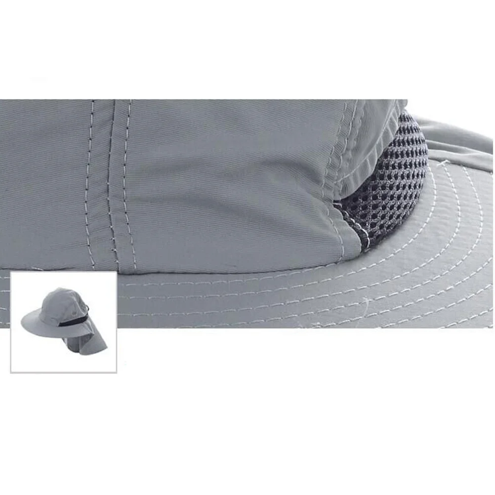

180 Degree Windproof Waterproof Sunproof Hat Grey Unisex Moisture Wicking Sweatband Mesh Ventilation Outdoor Climbing Fishing