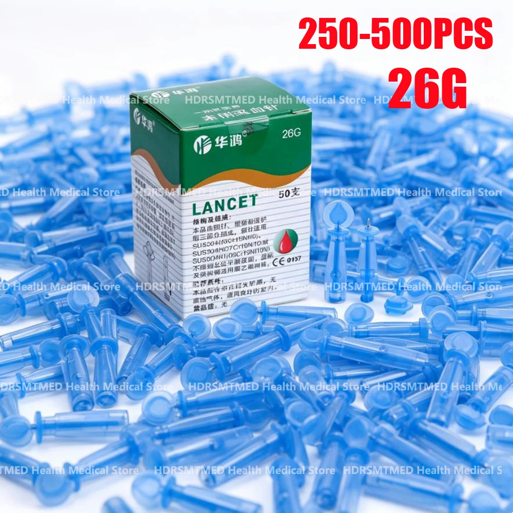 250pcs-500pcs 26G Disposable Blood Lancet Pen Needles Massage Stick Use for Pen Sterile Lancets Vent Drain Blood Lancet Needles