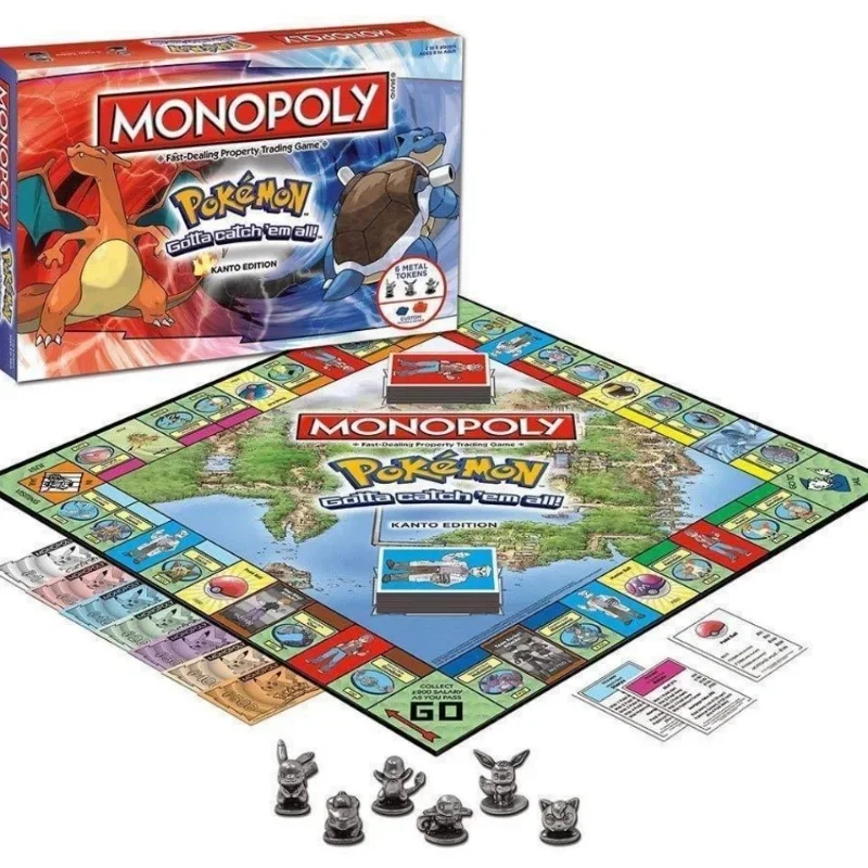 Kawaii Pikachu English Version Monopoly Real Estate for Adults and Children 2-6 People Party Birthday Game Kdis Toys Gifts