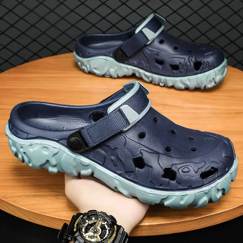 2024 männer Loch Clogs Hausschuhe Männer Garten Schuhe für Männer Arch Support Rutschen Sommer Mode Strand Hausschuhe Nicht-slip EVA Hausschuhe