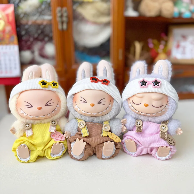 

[Clothes Only]15/17cm Labubu Doll Pendant Sitting Party Outfit Lucky Star Overalls Accessories