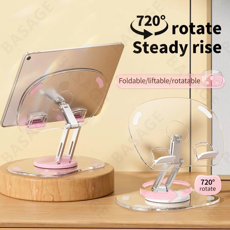 Multi Function Adjustable Lift Creative Mobile Phone Tablet Stand Aluminum Desktop Foldable Lazy Stand Cute Acrylic Plate Q16