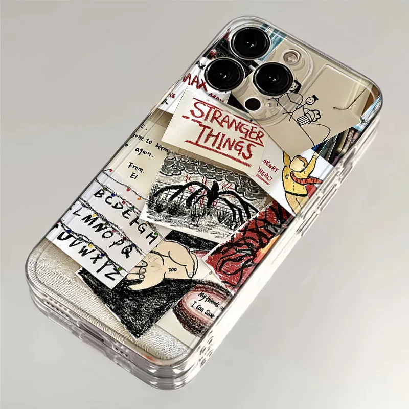 Coole 'Stranger Things' Buchstaben A-Z Transparente Handyhülle für iPhone 17 Air 16 15 14 Plus 13 12 Mini 11 Pro Max Stoßfeste Schutzhülle