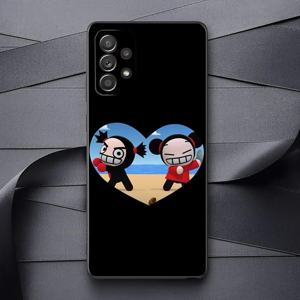 Cartoon P-Pucca Phone Case For Samsung Galaxy A13,A21s,A22,A31,A32,A52,A53,A71,A80,A91 Soft Black Phone Cover