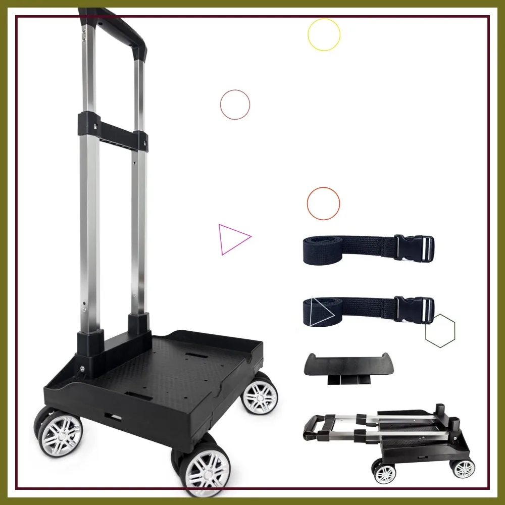 

Складная тележка для рюкзака из алюминиевого сплава с 4 вращающимися колесами, регулируемой ручкой для путешествий и школьного использования