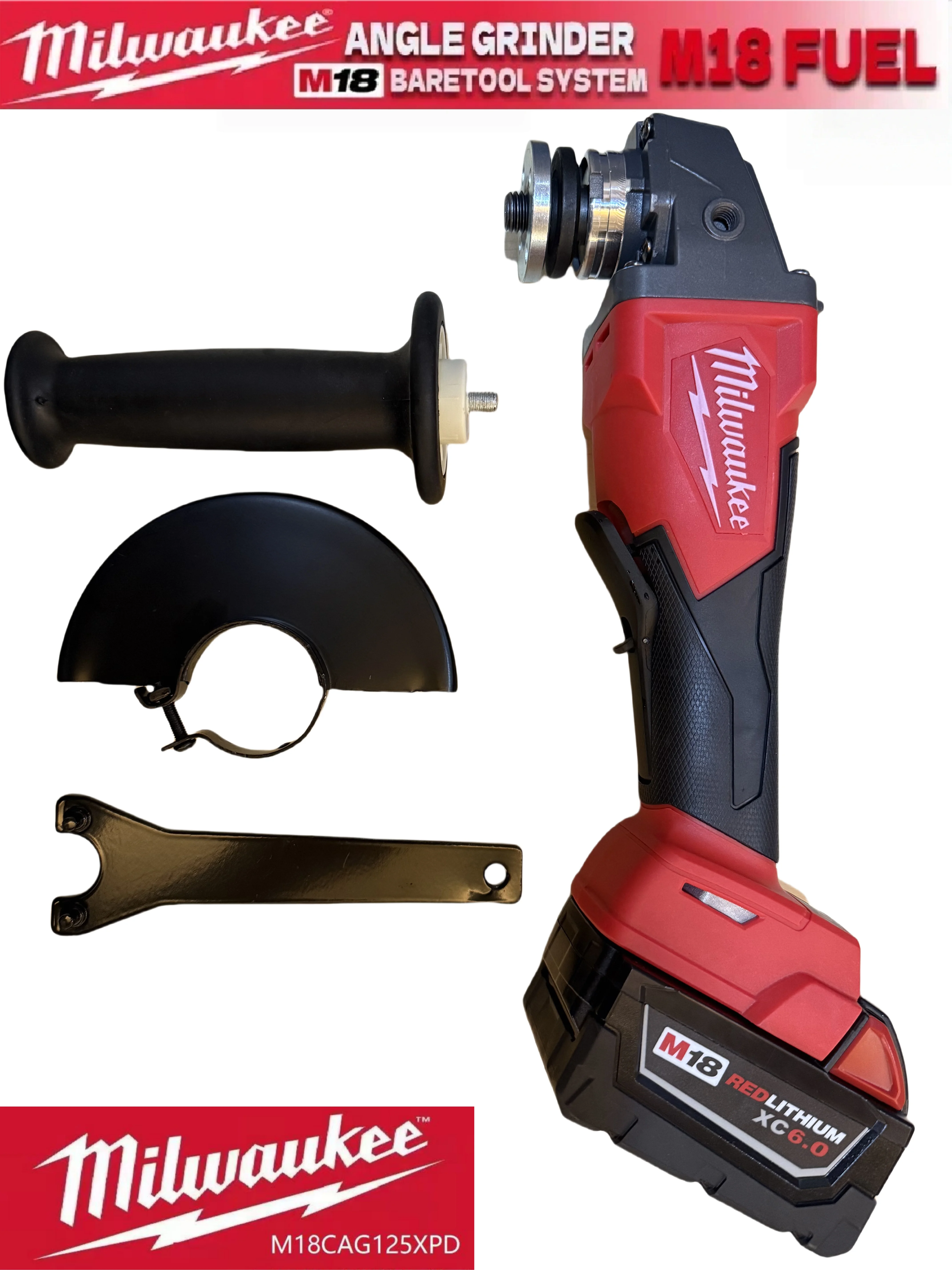

125 мм Milwaukee M18 FSAG125XPDB Бесщеточная угловая шлифовальная машина Полировальный станок для резки Лопастной переключатель Электрические аккумуляторные электроинструменты.