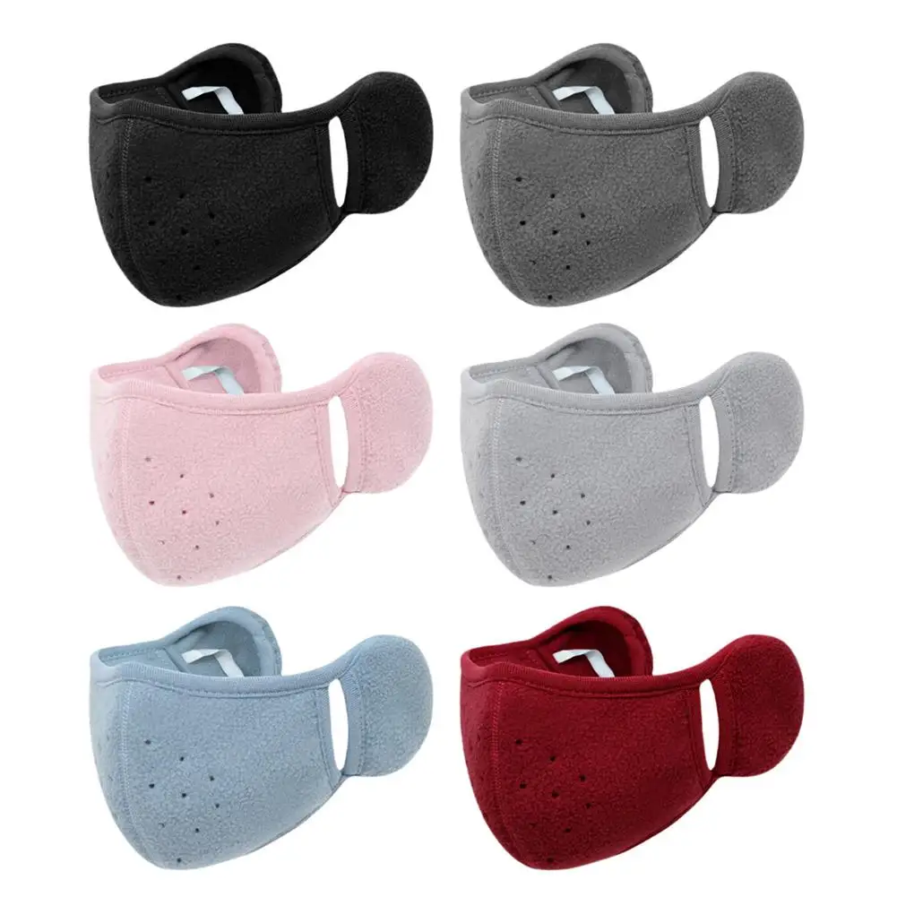 Winter Warm Face Mask Cold-Proof Breathable Earmuff Windproof 3D Polar Fleece Half Face Cover Motorcycle Bicycle Riding Mask
